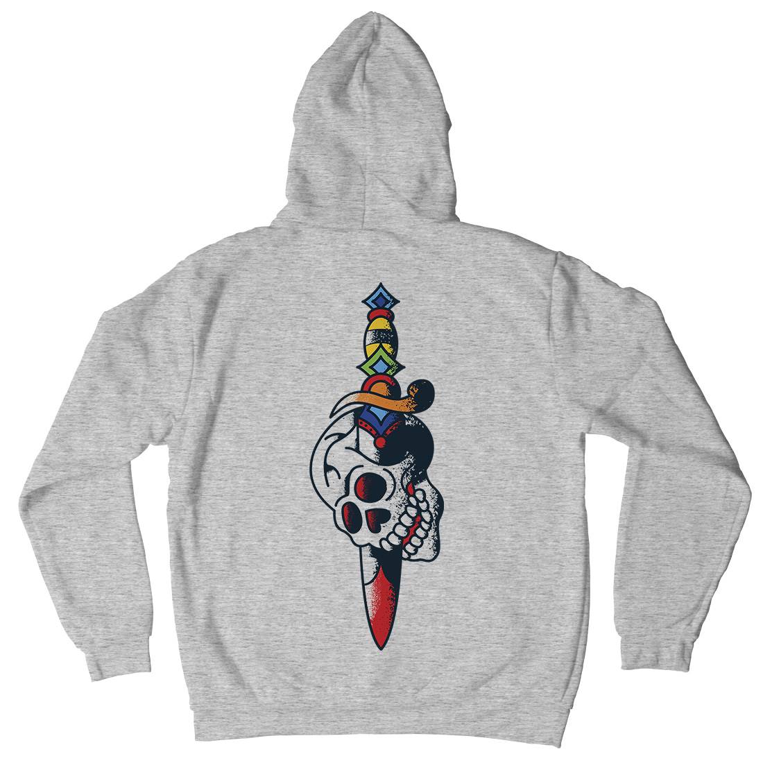 Dagger Skull Mens Hoodie With Pocket Tattoo A950