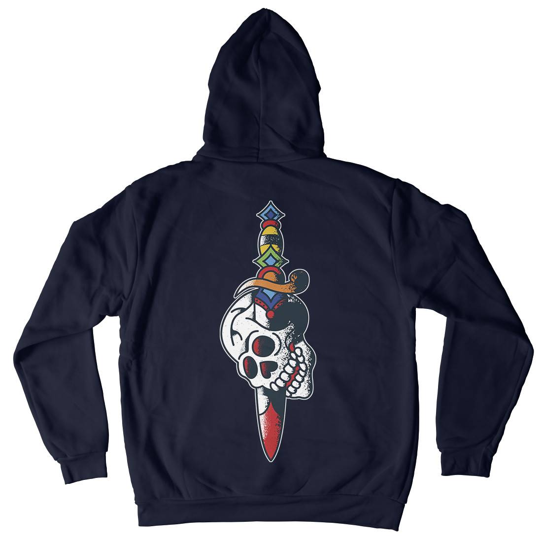 Dagger Skull Mens Hoodie With Pocket Tattoo A950