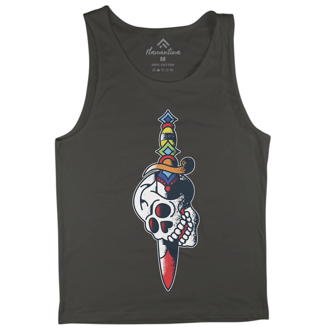 Dagger Skull Mens Tank Top Vest Tattoo A950