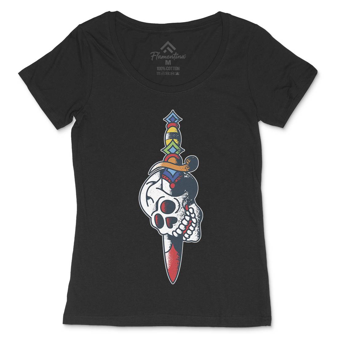 Dagger Skull Womens Scoop Neck T-Shirt Tattoo A950