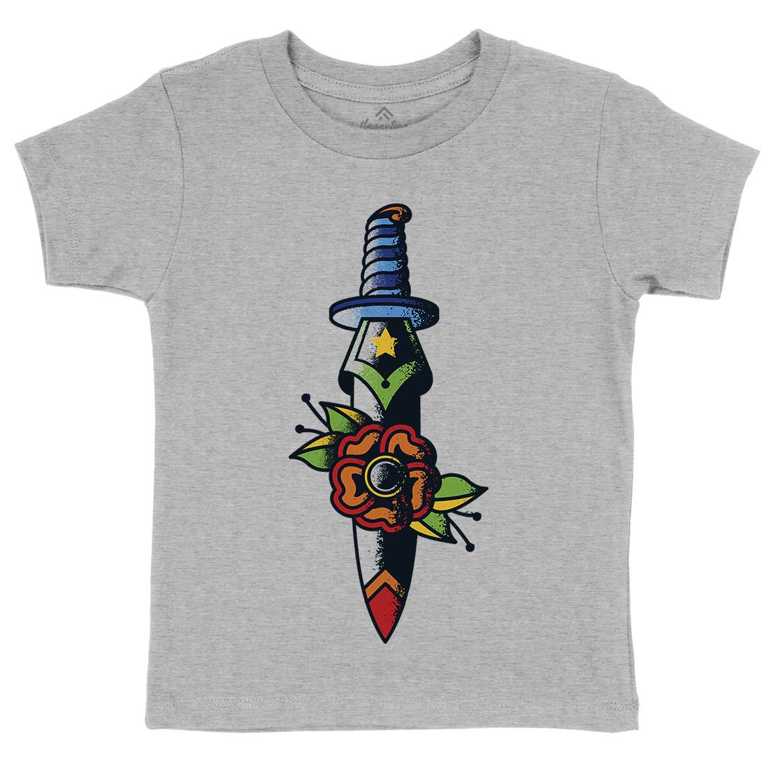 Dagger Flower Kids Organic Crew Neck T-Shirt Tattoo A951
