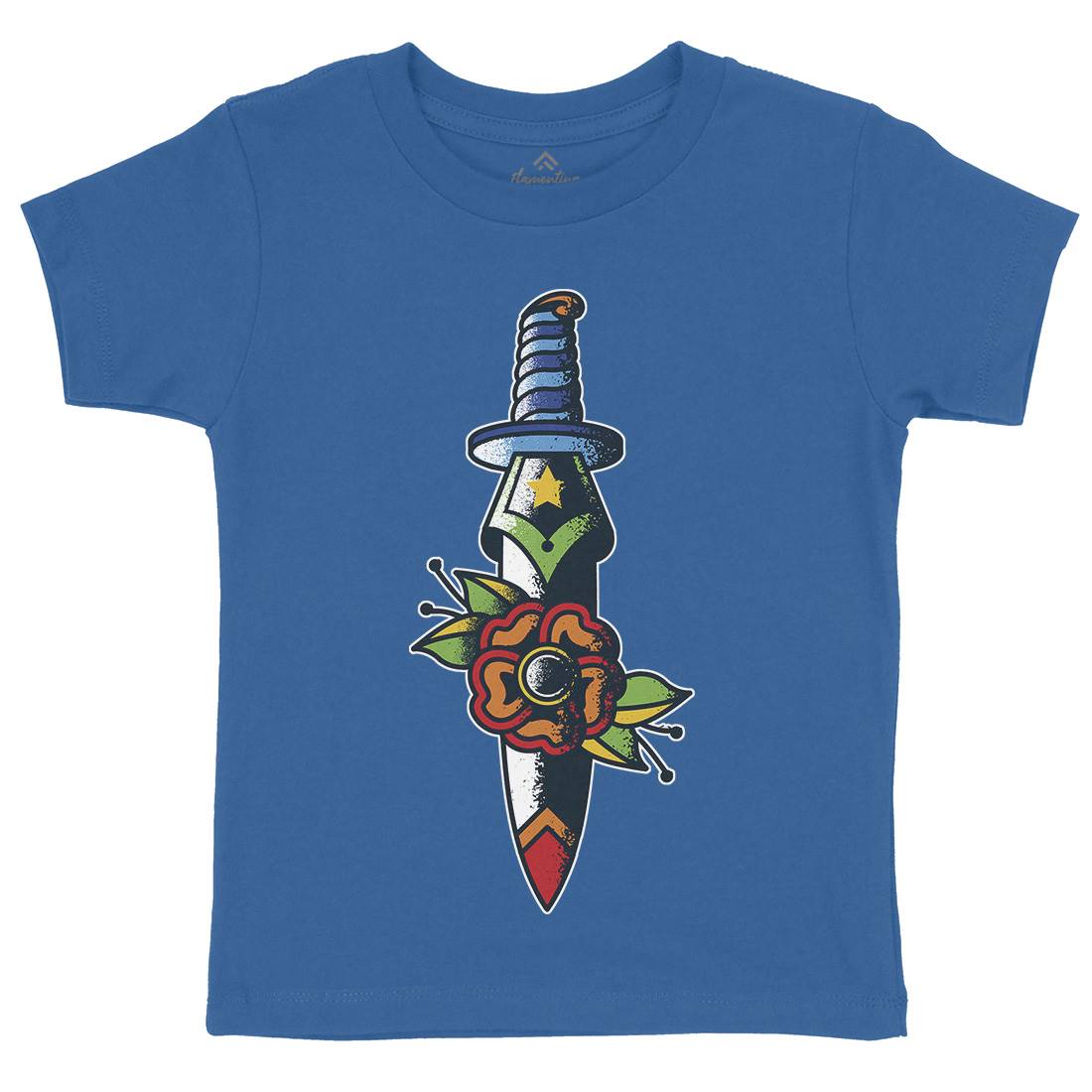 Dagger Flower Kids Organic Crew Neck T-Shirt Tattoo A951