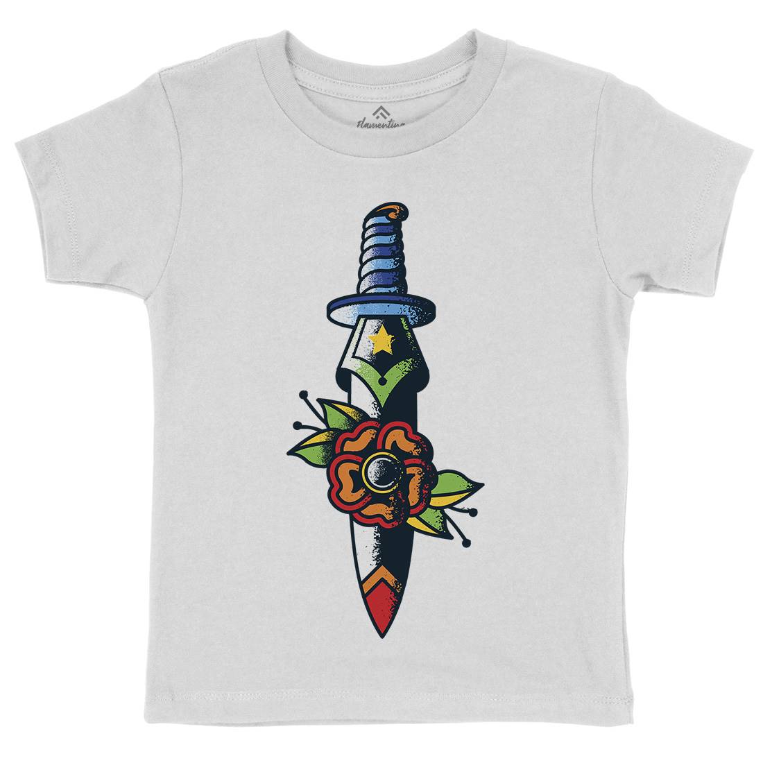 Dagger Flower Kids Crew Neck T-Shirt Tattoo A951