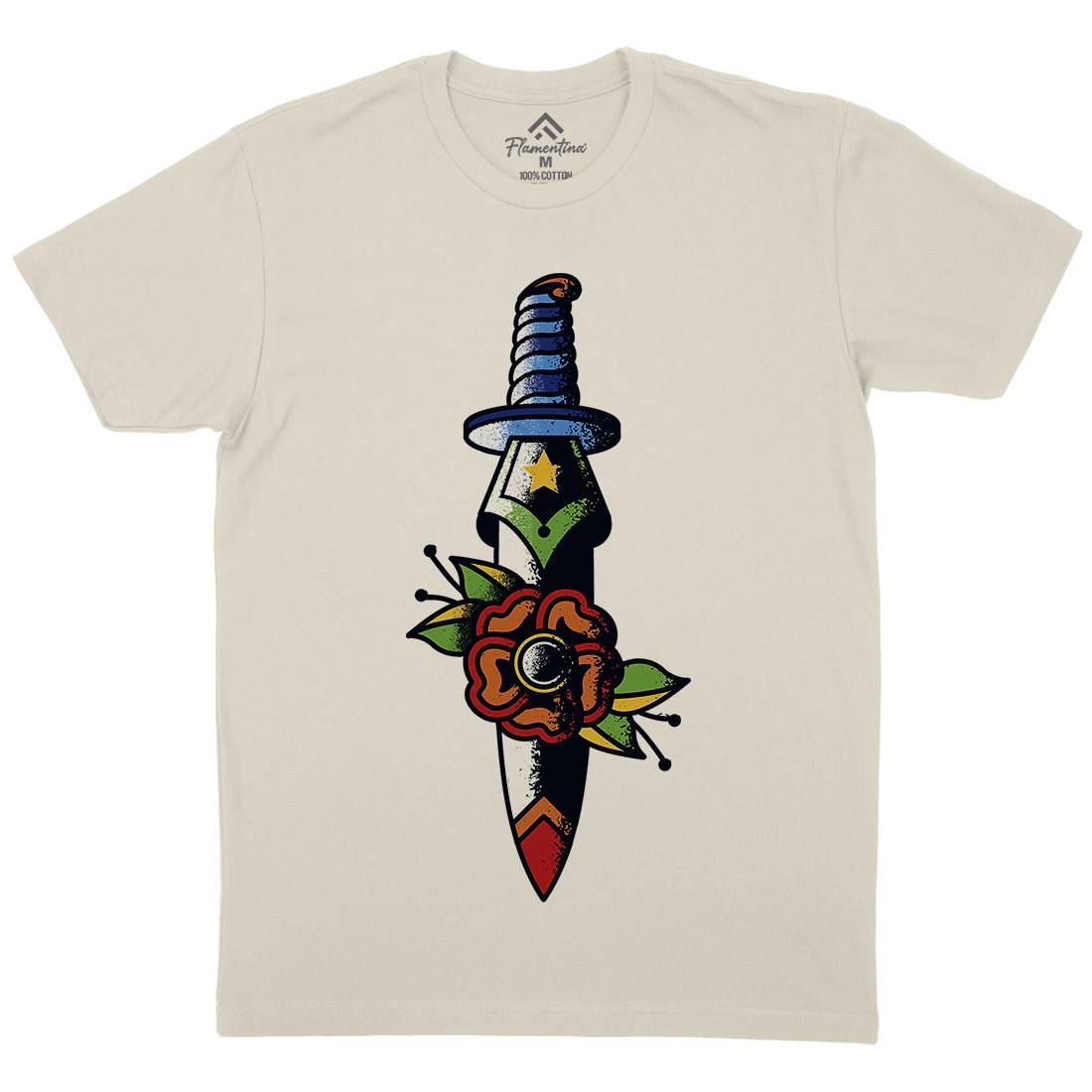 Dagger Flower Mens Organic Crew Neck T-Shirt Tattoo A951