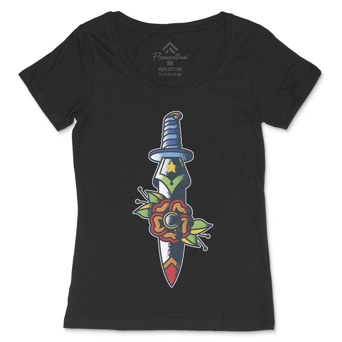 Dagger Flower Womens Scoop Neck T-Shirt Tattoo A951