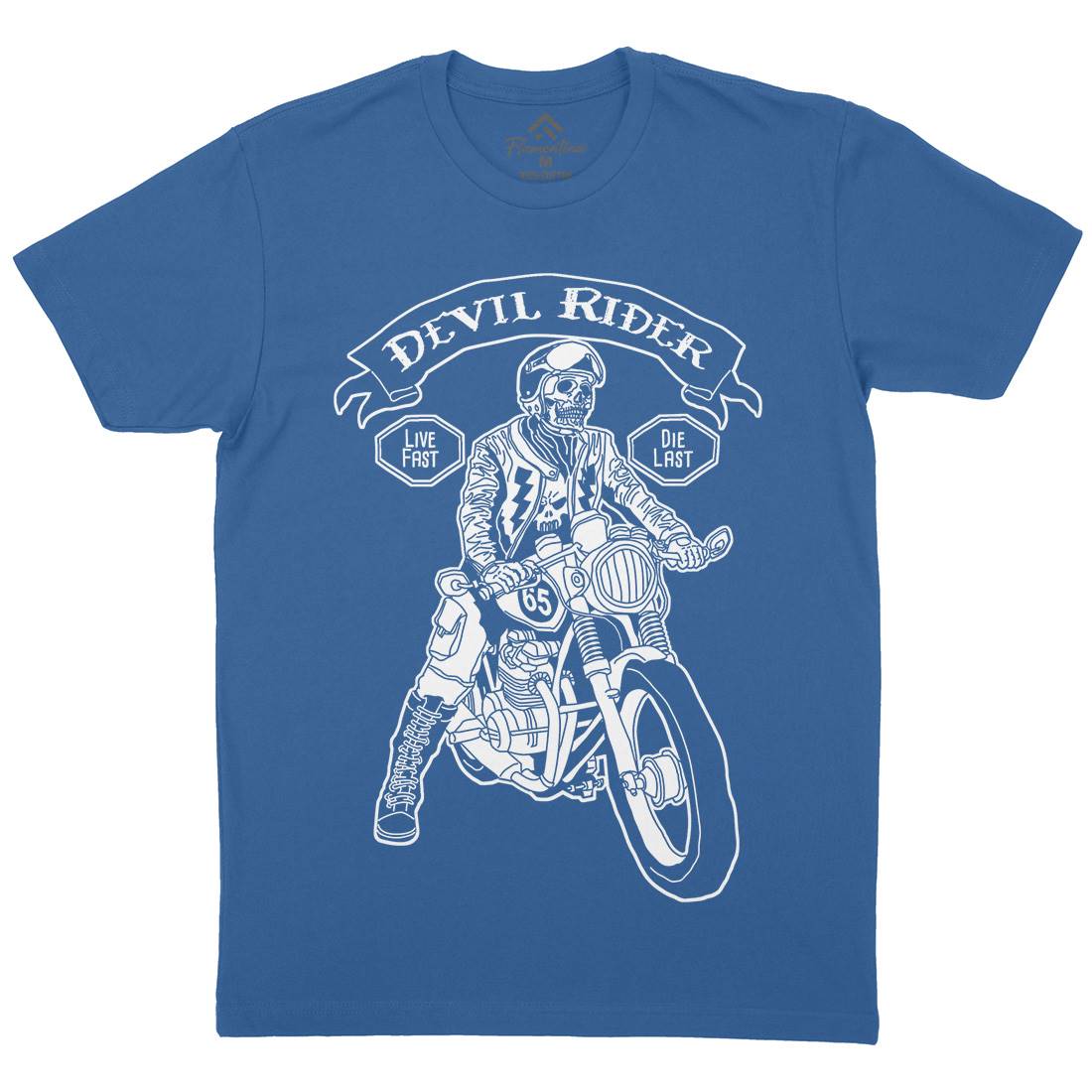 Devil Rider Mens Organic Crew Neck T-Shirt Motorcycles A952