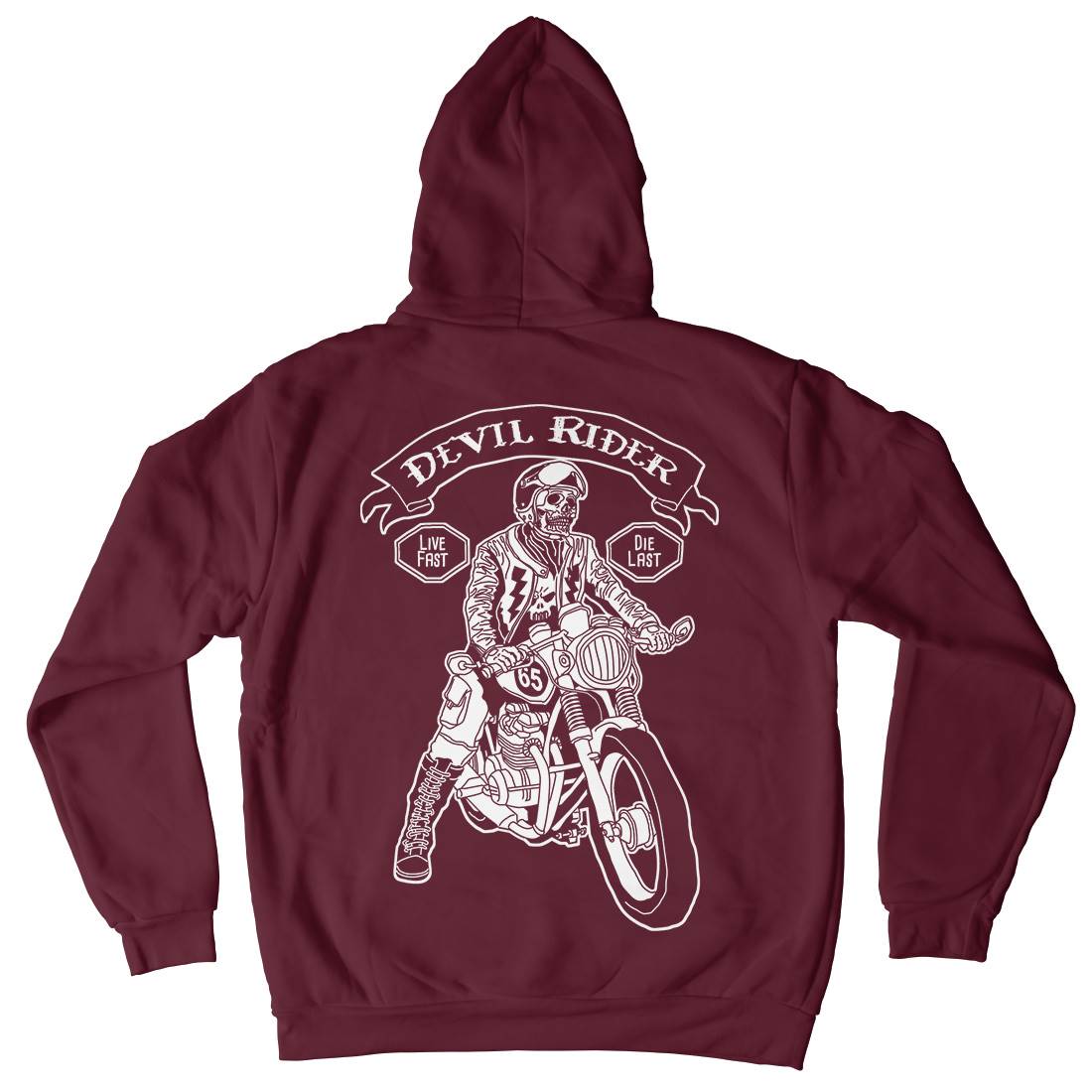 Devil Rider Mens Hoodie With Pocket Motorcycles A952