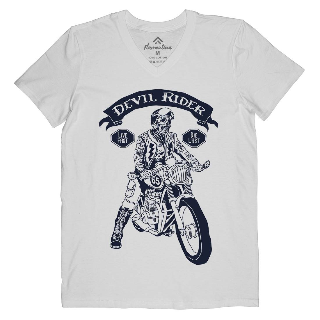 Devil Rider Mens V-Neck T-Shirt Motorcycles A952