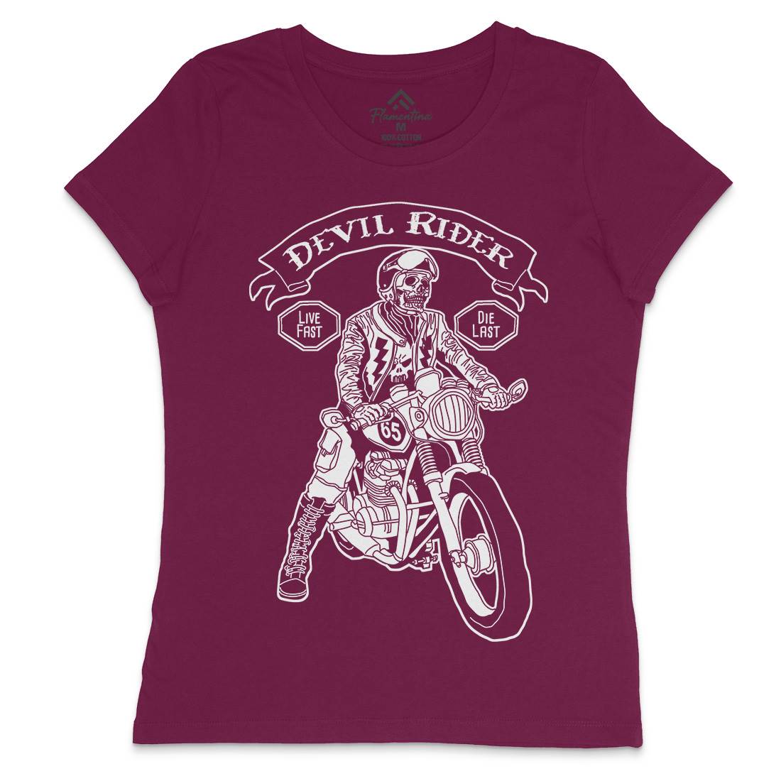 Devil Rider Womens Crew Neck T-Shirt Motorcycles A952