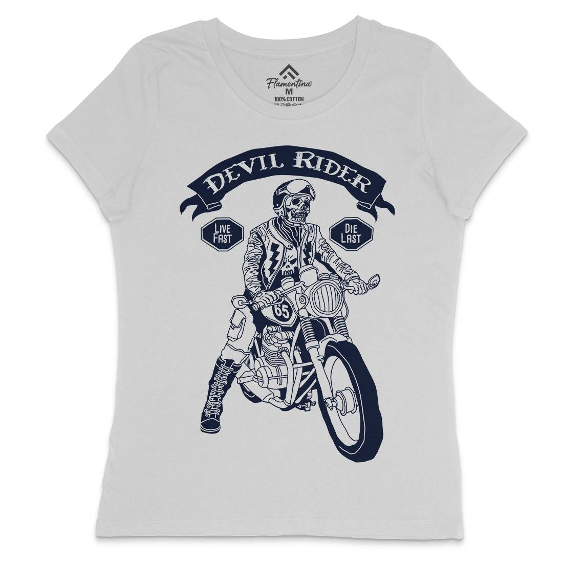 Devil Rider Womens Crew Neck T-Shirt Motorcycles A952