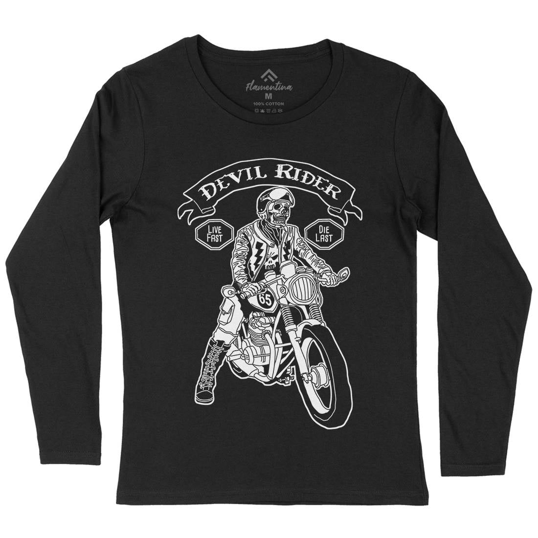 Devil Rider Womens Long Sleeve T-Shirt Motorcycles A952
