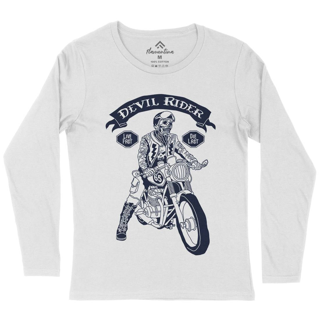 Devil Rider Womens Long Sleeve T-Shirt Motorcycles A952