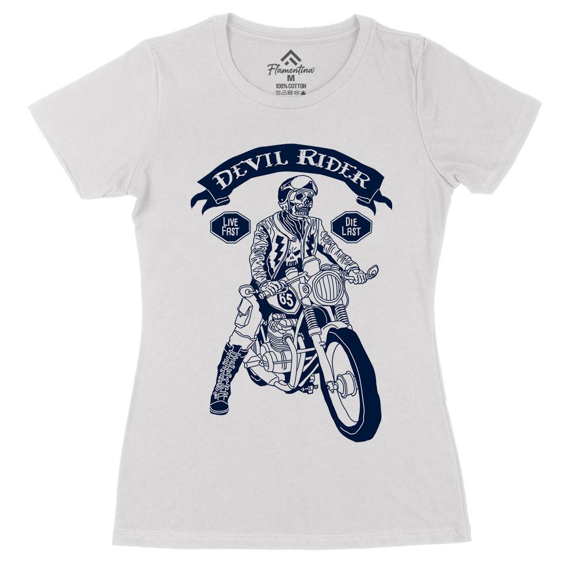 Devil Rider Womens Organic Crew Neck T-Shirt Motorcycles A952