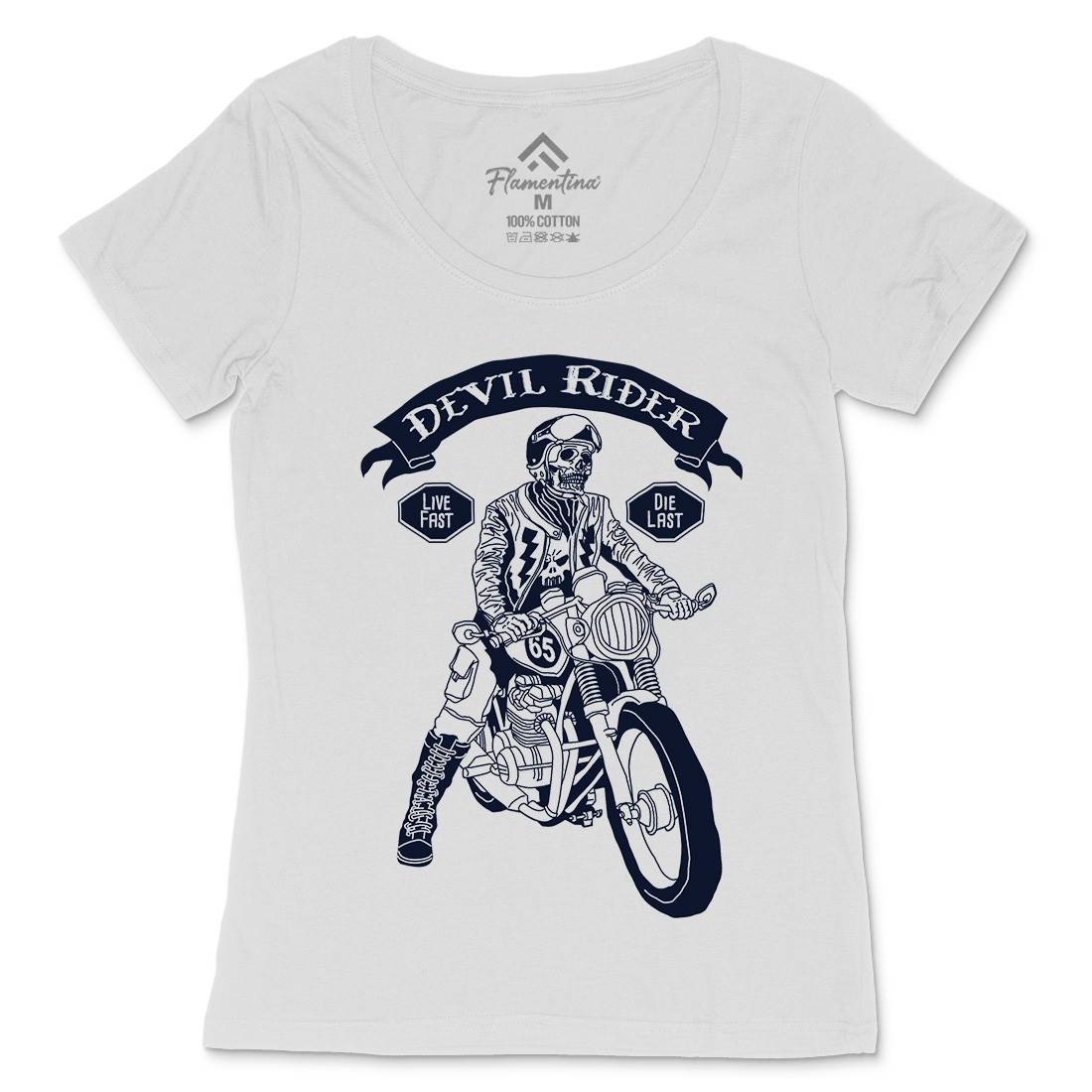 Devil Rider Womens Scoop Neck T-Shirt Motorcycles A952