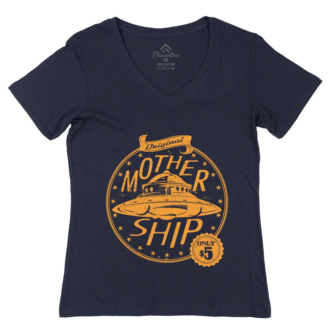Modern Ship Womens Organic V-Neck T-Shirt Space A953
