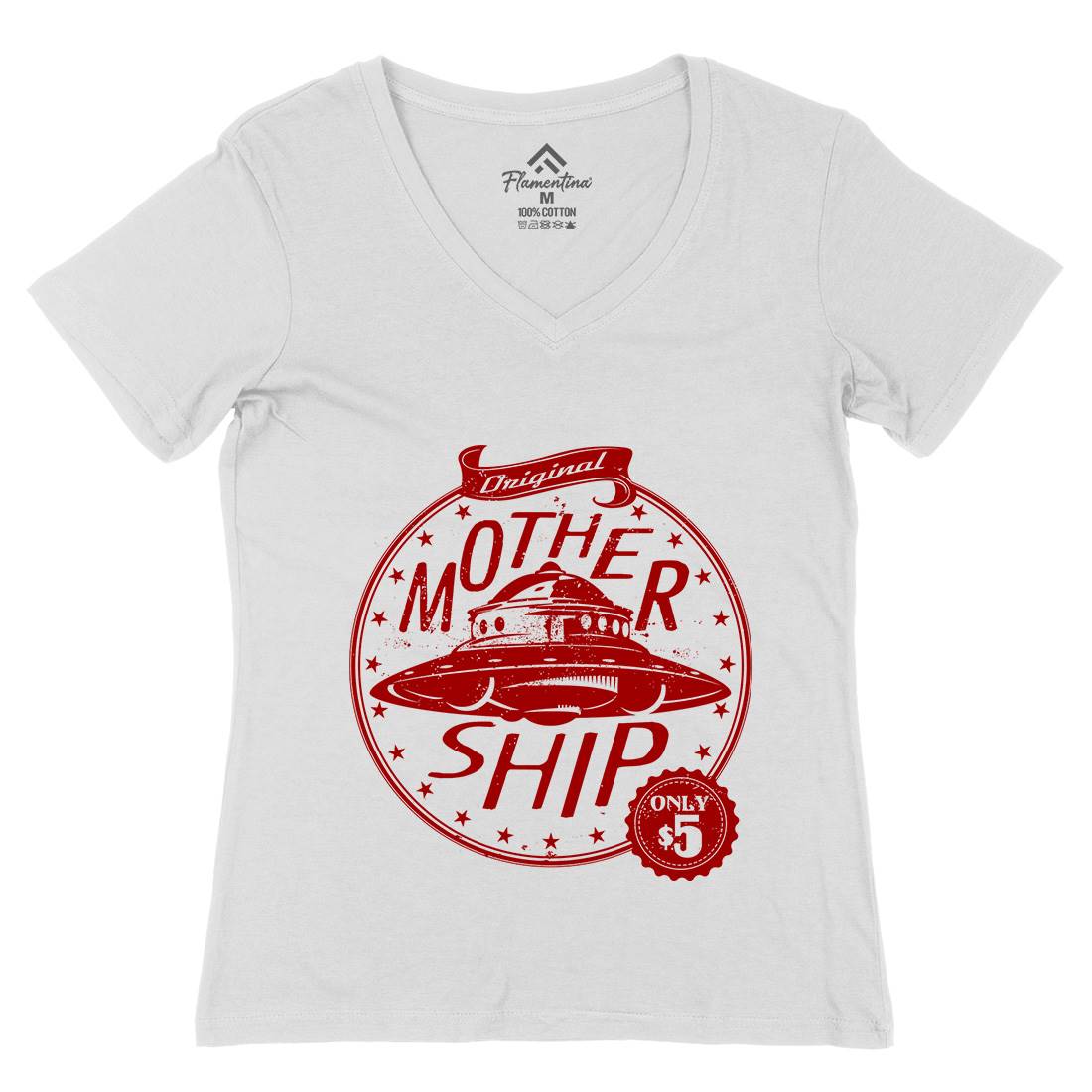 Modern Ship Womens Organic V-Neck T-Shirt Space A953