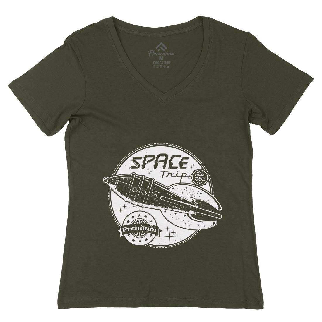 Trip Womens Organic V-Neck T-Shirt Space A954