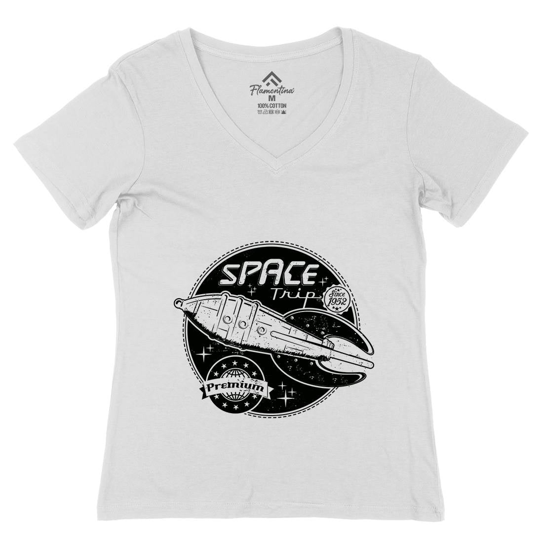 Trip Womens Organic V-Neck T-Shirt Space A954