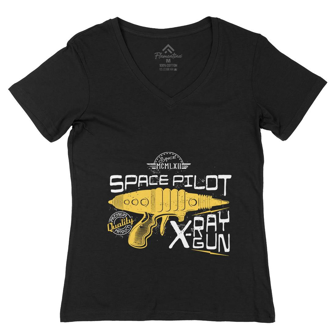 Pilot Womens Organic V-Neck T-Shirt Space A955