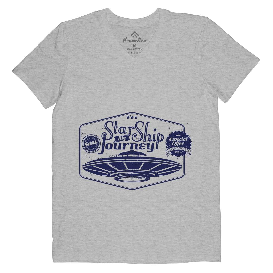 Star Ship Mens Organic V-Neck T-Shirt Space A956