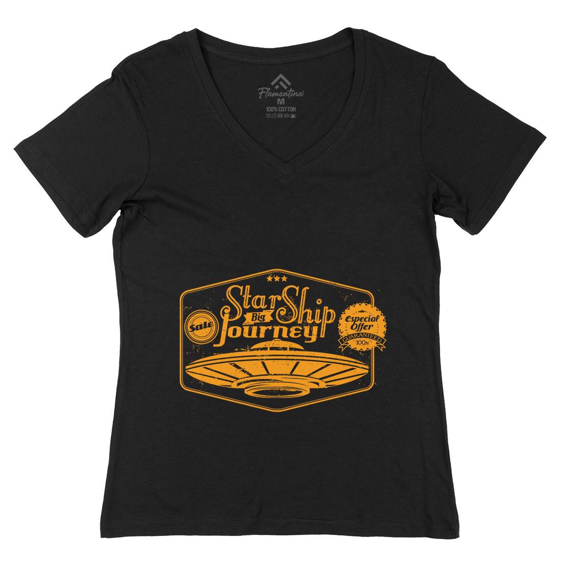 Star Ship Womens Organic V-Neck T-Shirt Space A956