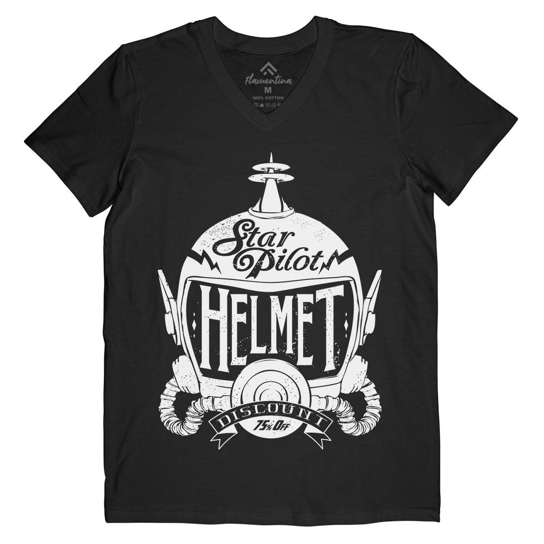 Star Pilot Mens Organic V-Neck T-Shirt Space A957