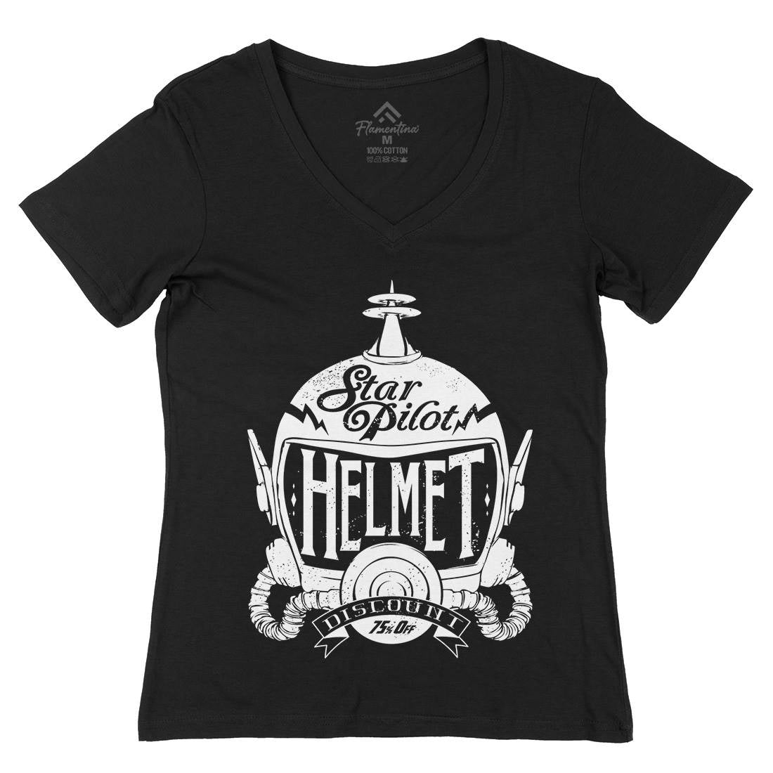 Star Pilot Womens Organic V-Neck T-Shirt Space A957