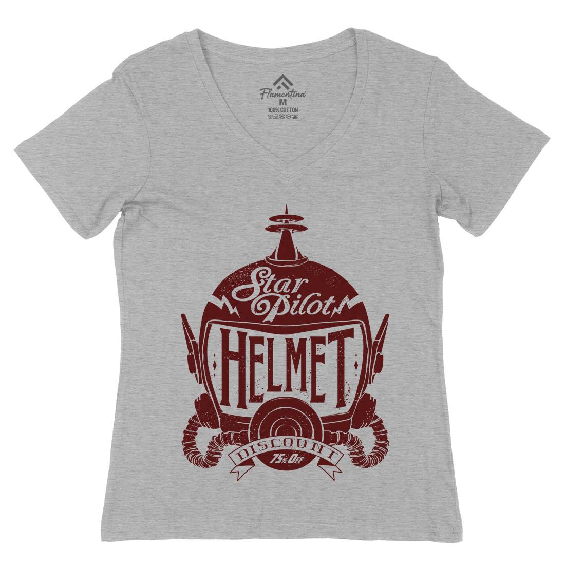 Star Pilot Womens Organic V-Neck T-Shirt Space A957