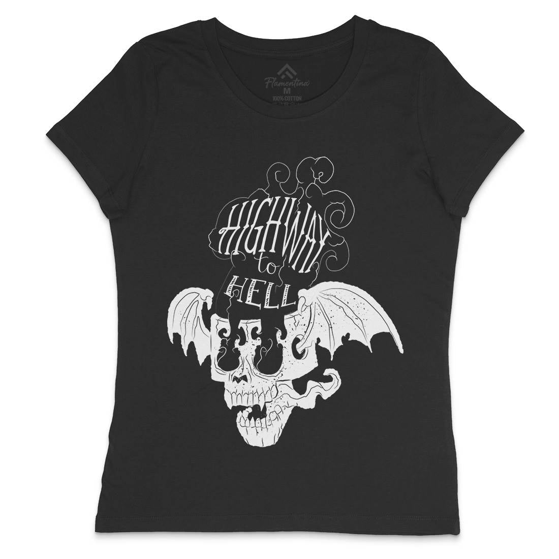 Highway To Hell Womens Crew Neck T-Shirt Motorcycles A959
