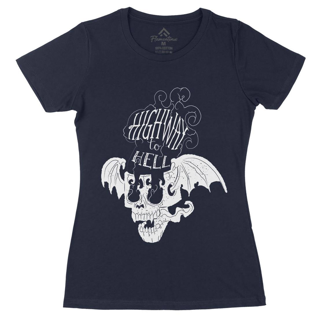 Highway To Hell Womens Organic Crew Neck T-Shirt Motorcycles A959