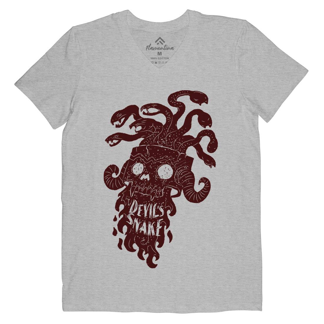 Devil&#39;s Snake Mens Organic V-Neck T-Shirt Motorcycles A961