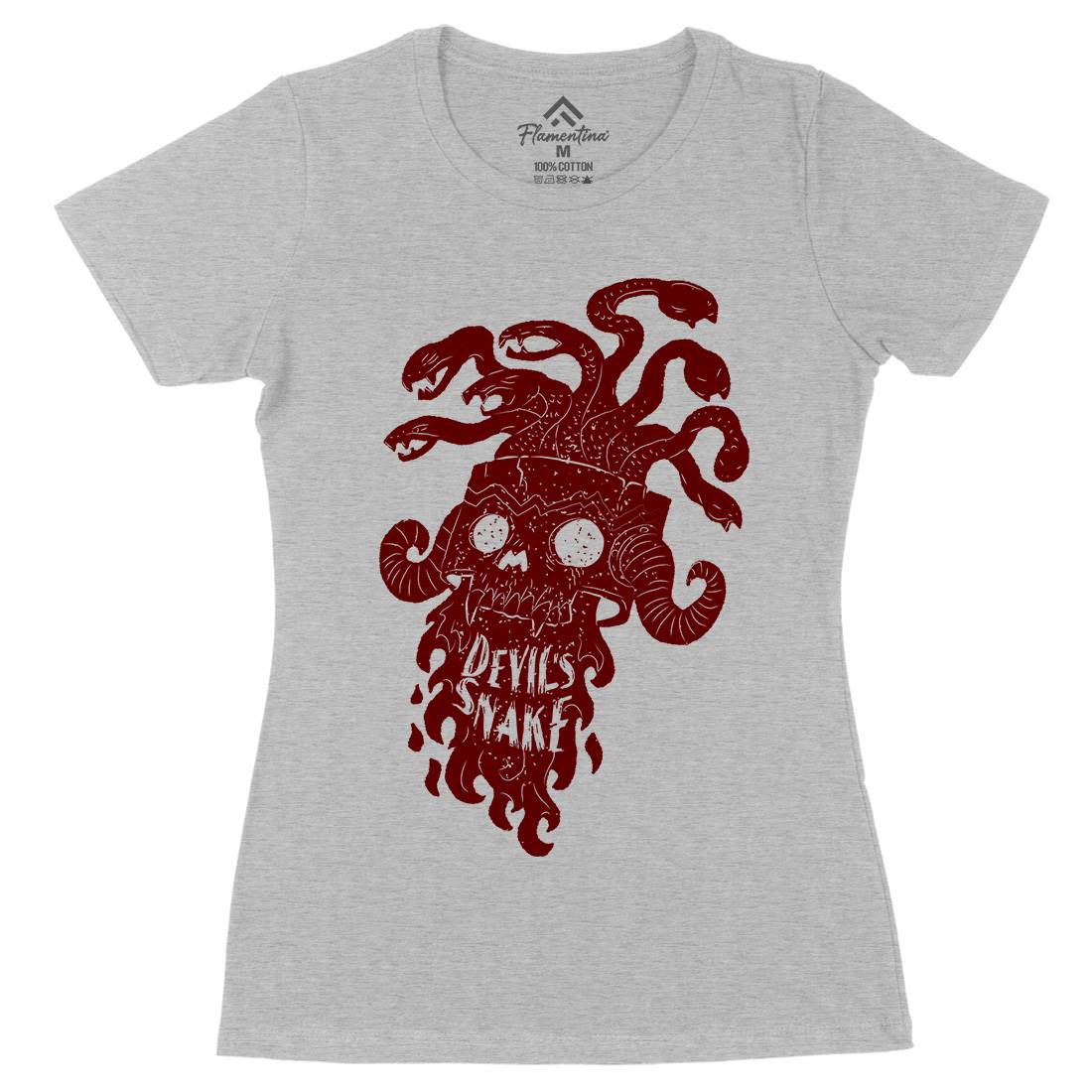 Devil&#39;s Snake Womens Organic Crew Neck T-Shirt Motorcycles A961