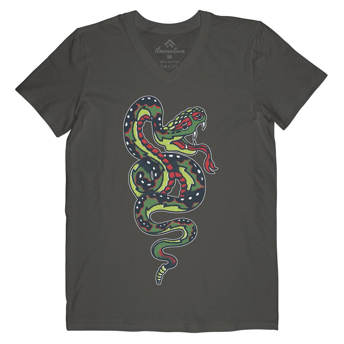 Snake Mens V-Neck T-Shirt Tattoo A962