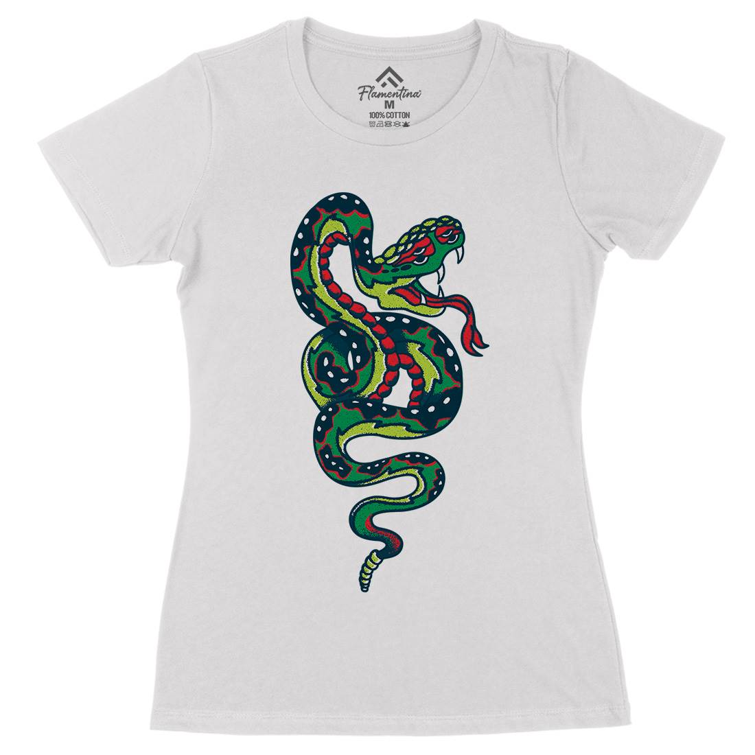 Snake Womens Organic Crew Neck T-Shirt Tattoo A962