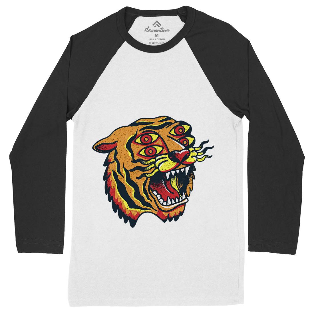 Tiger Mens Long Sleeve Baseball T-Shirt Tattoo A963