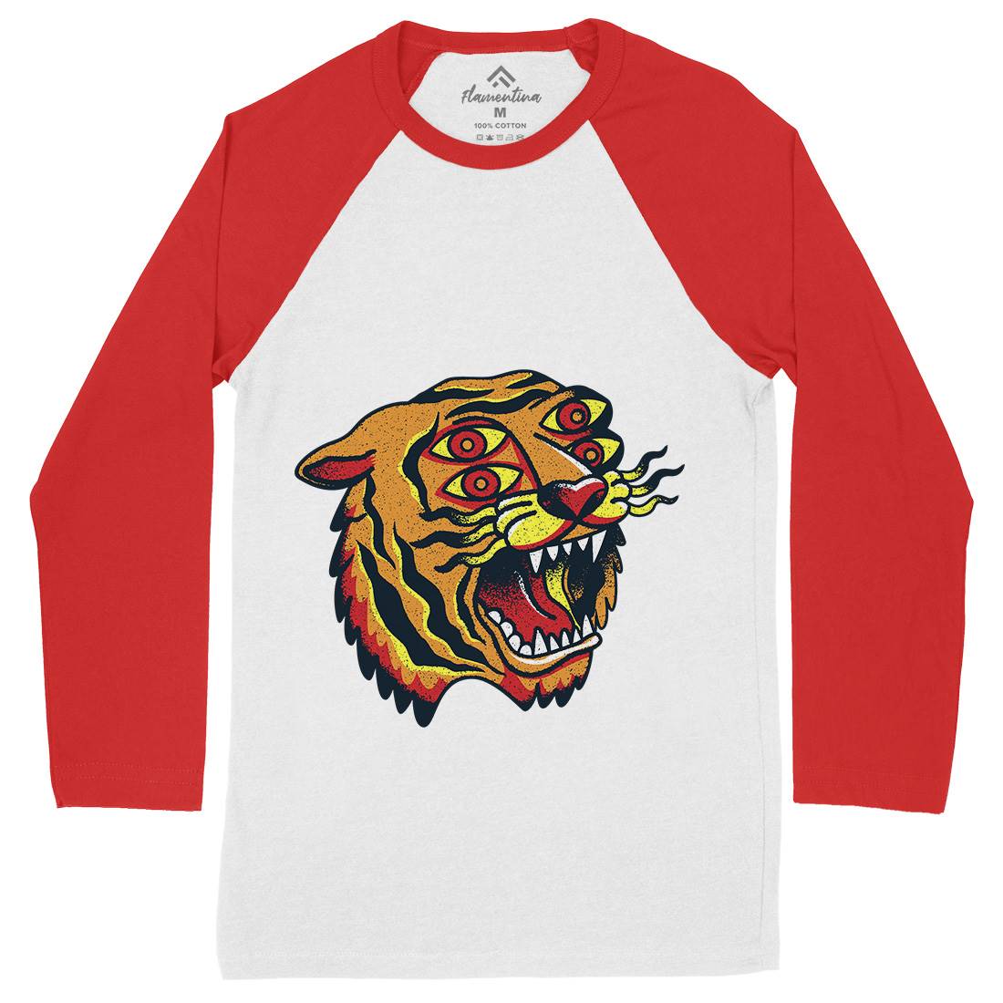 Tiger Mens Long Sleeve Baseball T-Shirt Tattoo A963