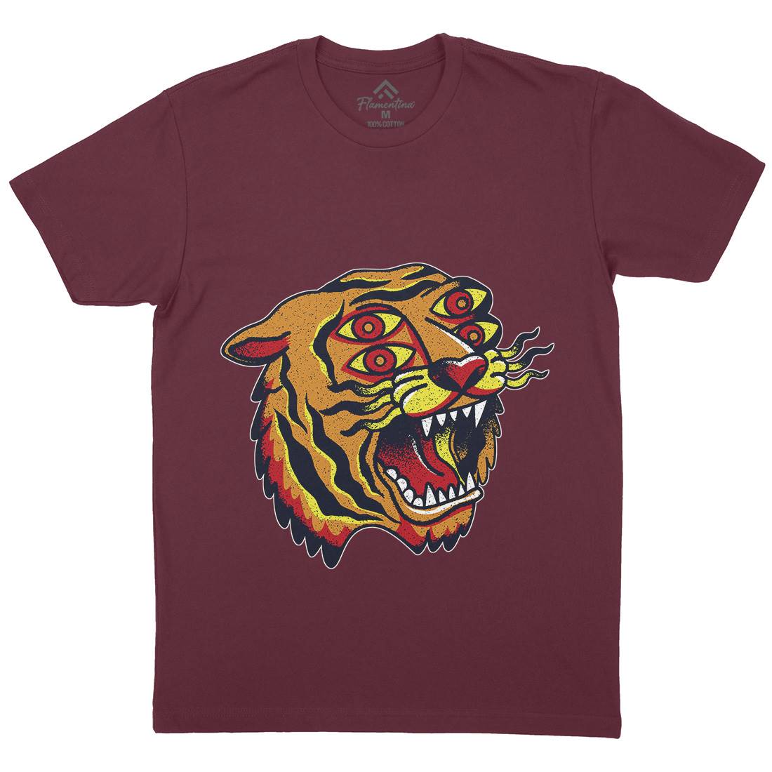 Tiger Mens Organic Crew Neck T-Shirt Tattoo A963