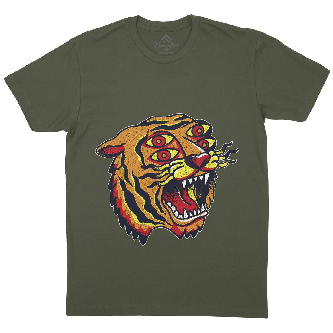 Tiger Mens Crew Neck T-Shirt Tattoo A963