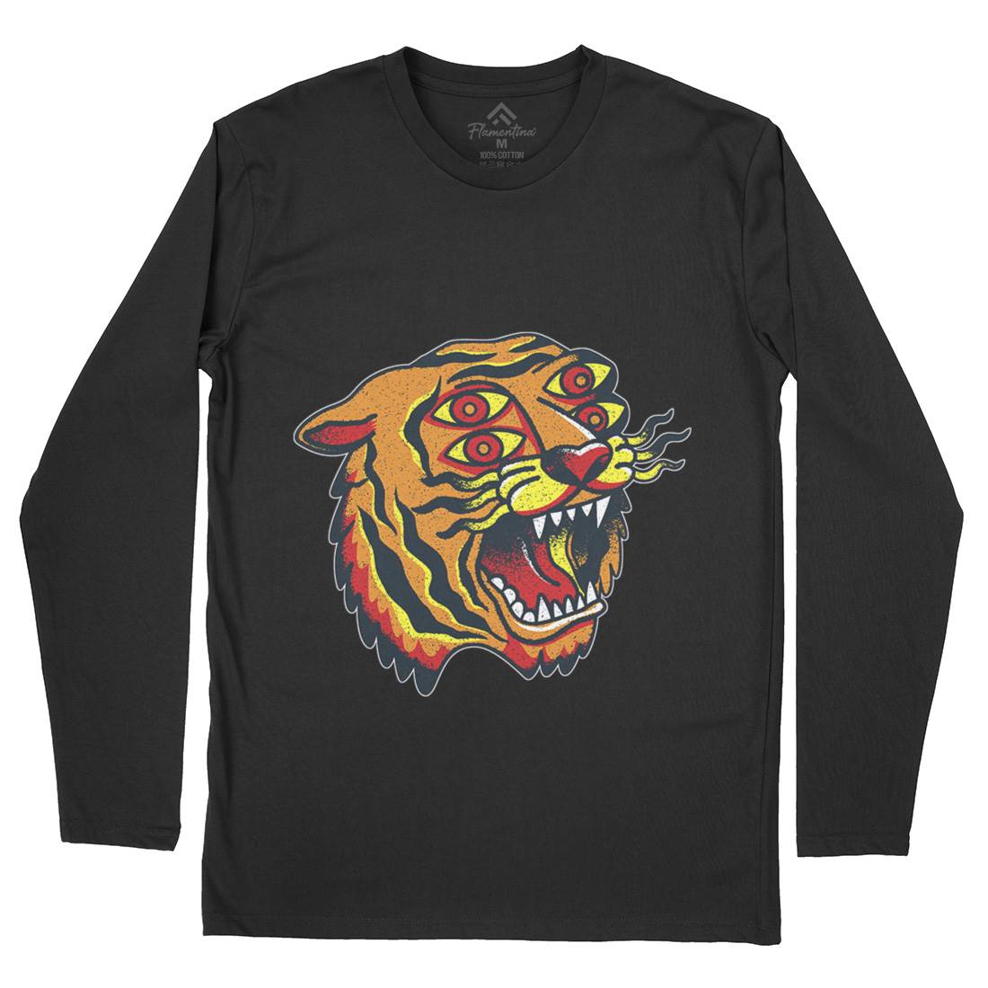 Tiger Mens Long Sleeve T-Shirt Tattoo A963