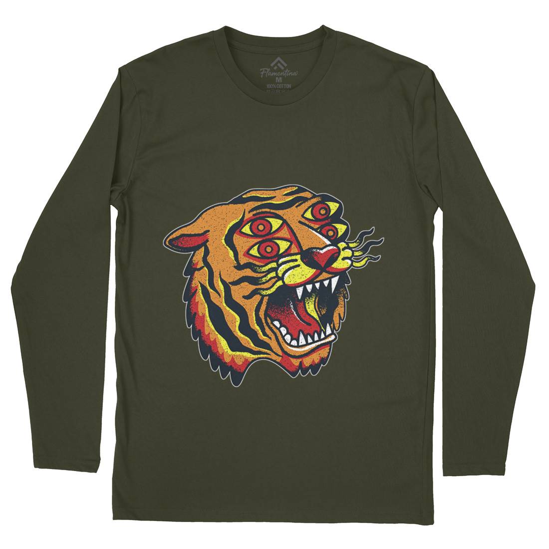 Tiger Mens Long Sleeve T-Shirt Tattoo A963