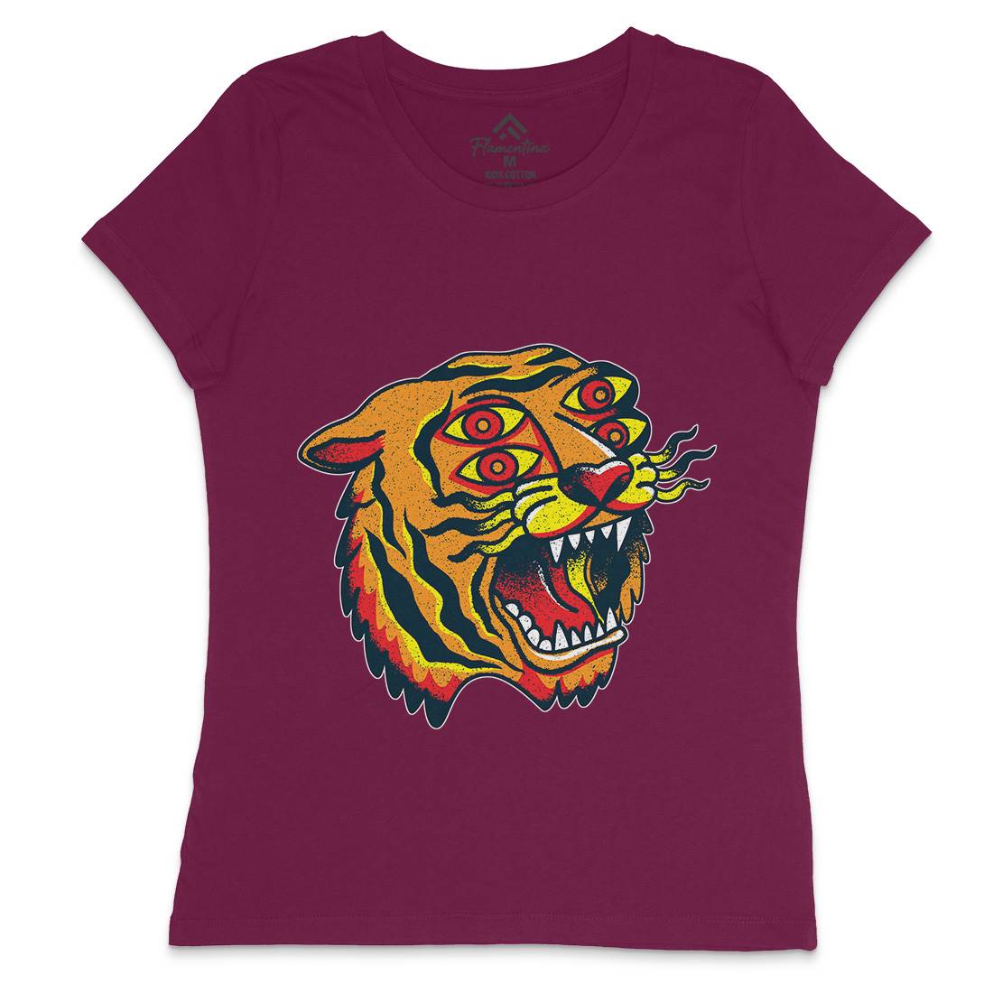 Tiger Womens Crew Neck T-Shirt Tattoo A963