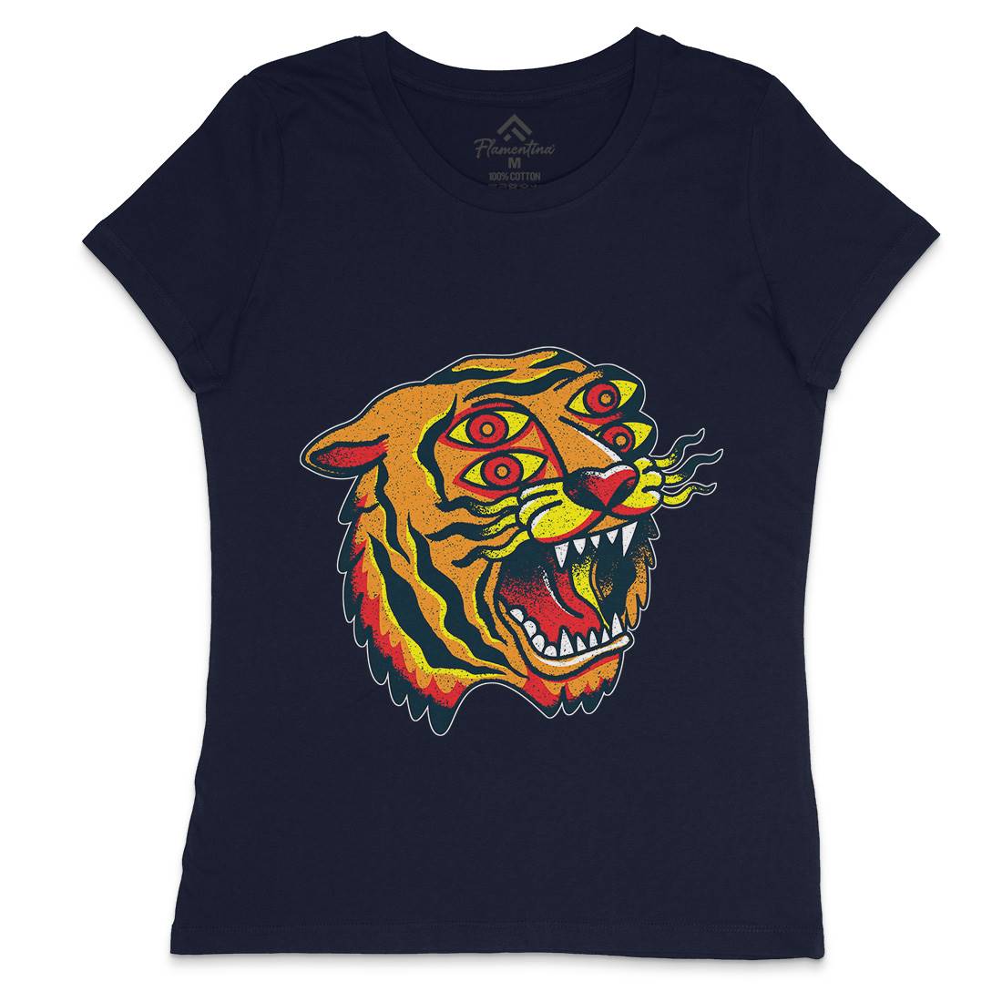 Tiger Womens Crew Neck T-Shirt Tattoo A963