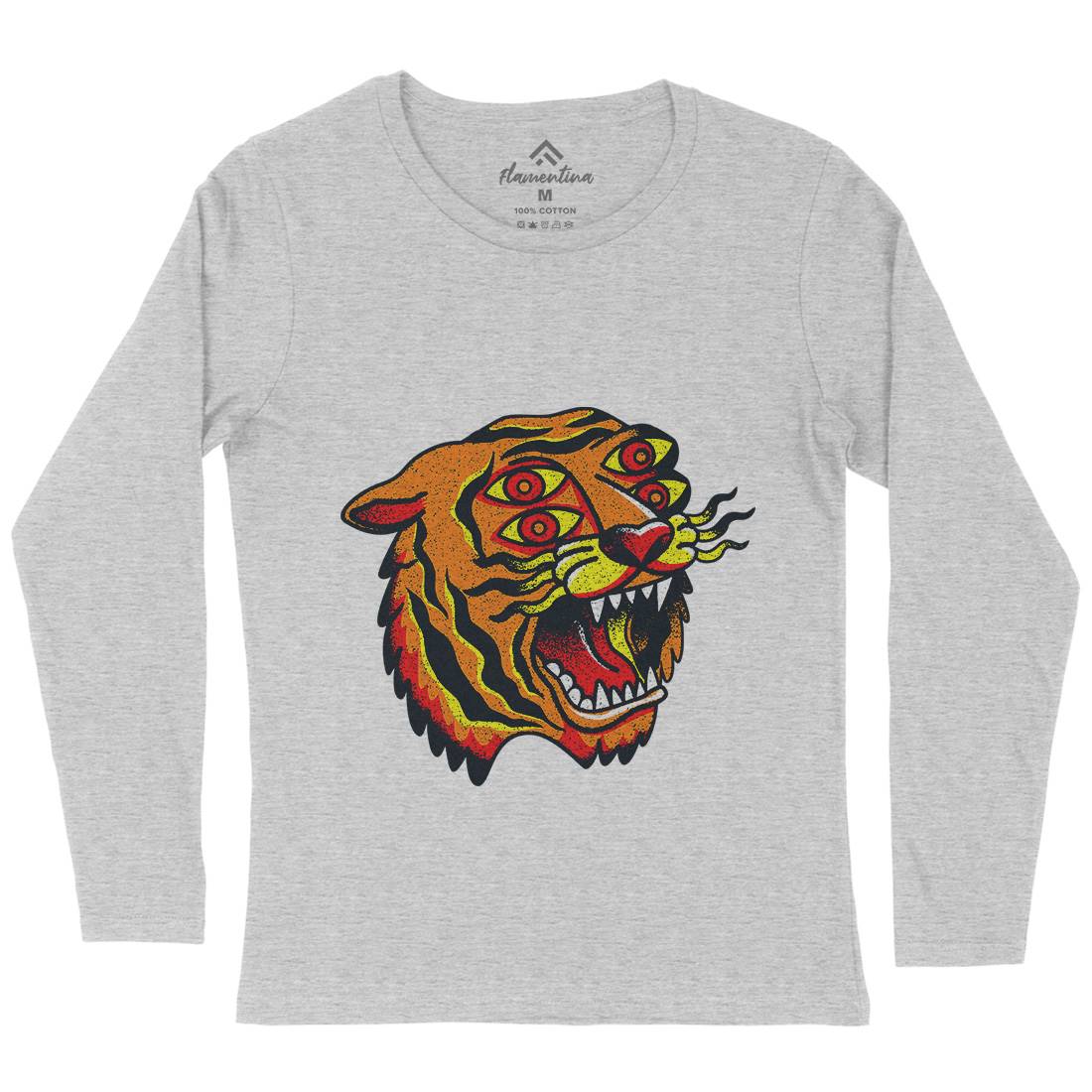 Tiger Womens Long Sleeve T-Shirt Tattoo A963