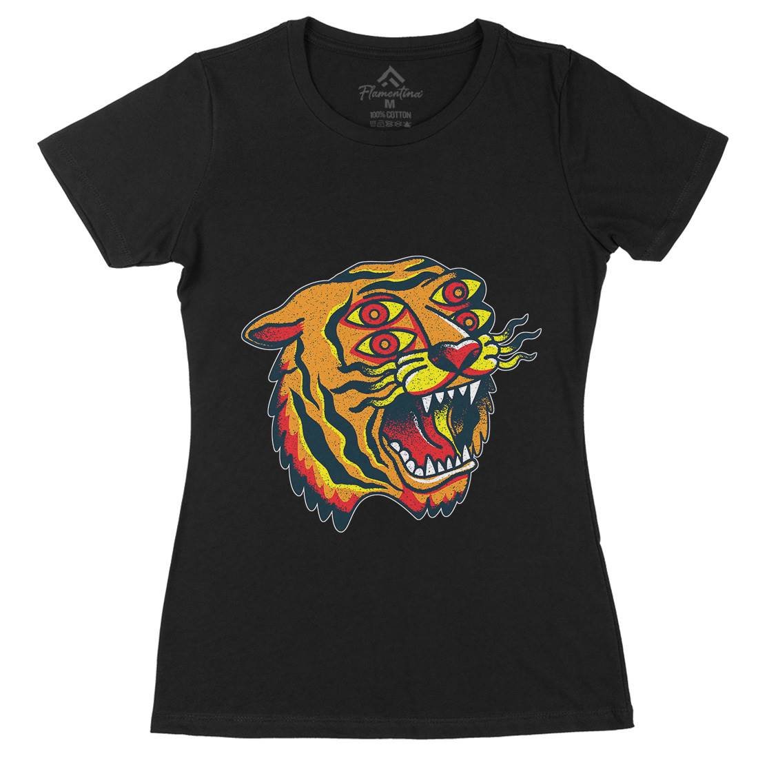 Tiger Womens Organic Crew Neck T-Shirt Tattoo A963