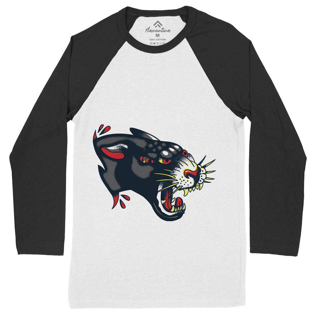 Panther Mens Long Sleeve Baseball T-Shirt Tattoo A964