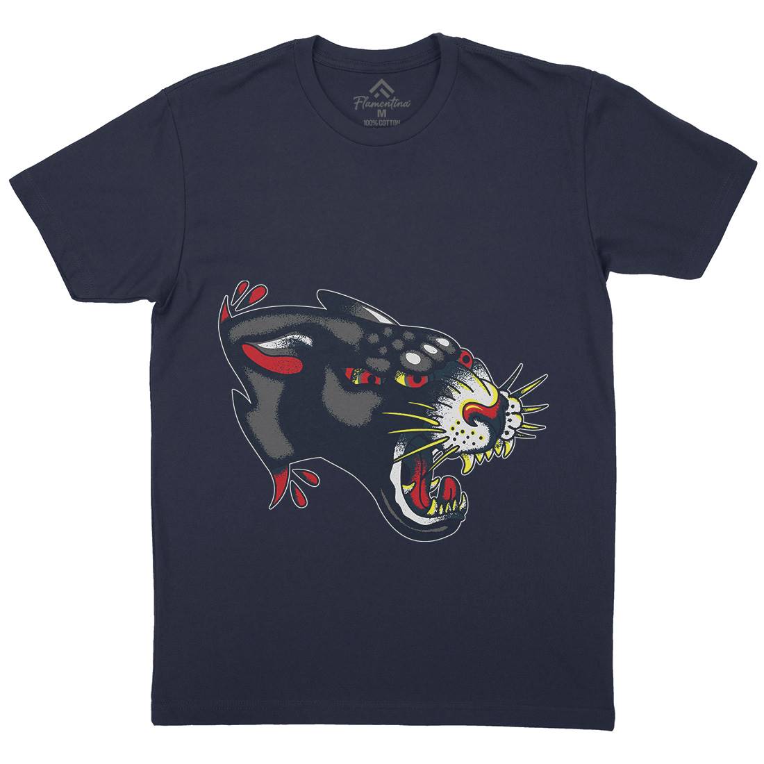 Panther Mens Organic Crew Neck T-Shirt Tattoo A964