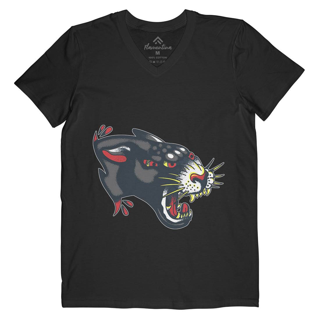 Panther Mens Organic V-Neck T-Shirt Tattoo A964