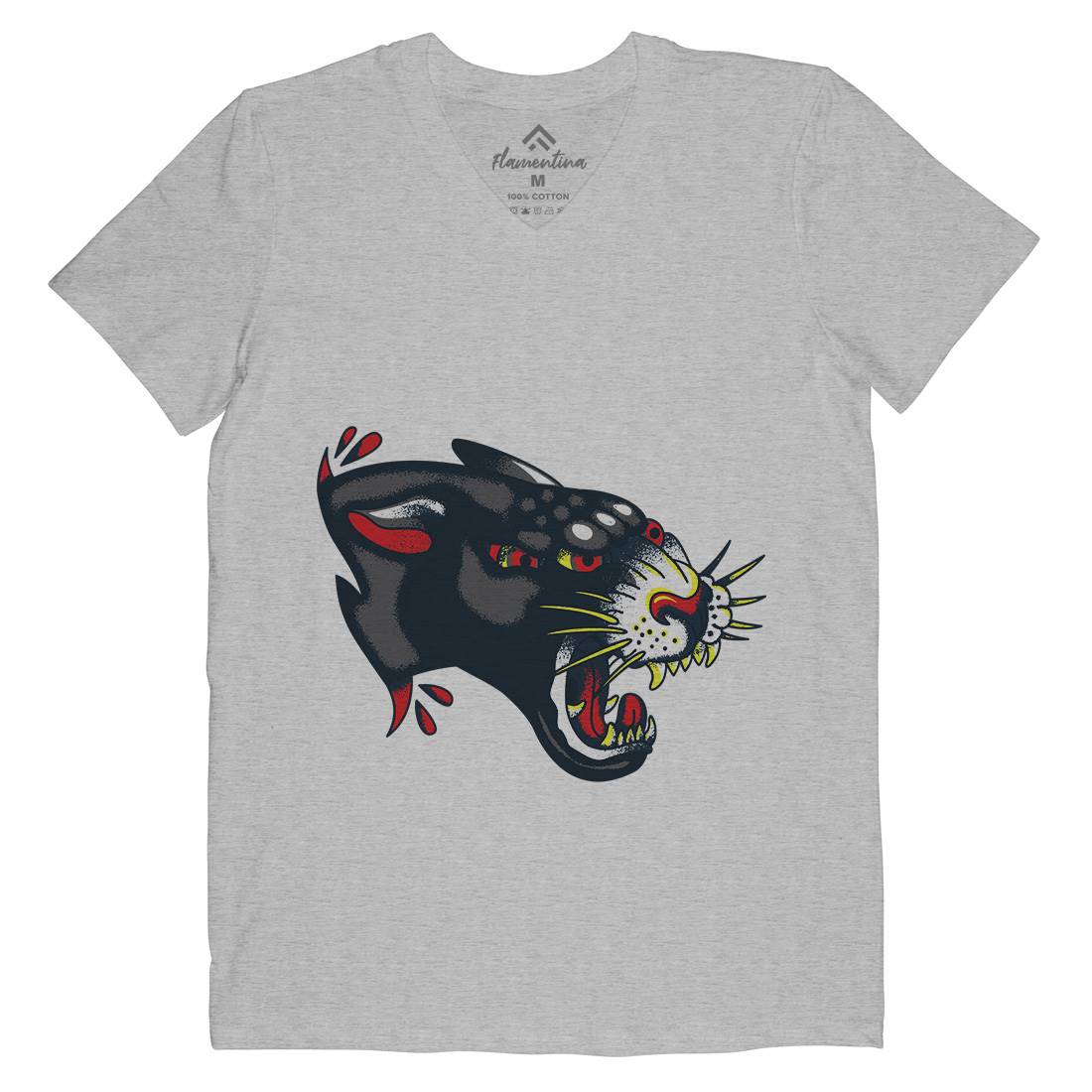 Panther Mens V-Neck T-Shirt Tattoo A964