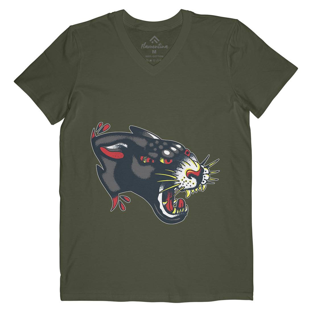 Panther Mens Organic V-Neck T-Shirt Tattoo A964
