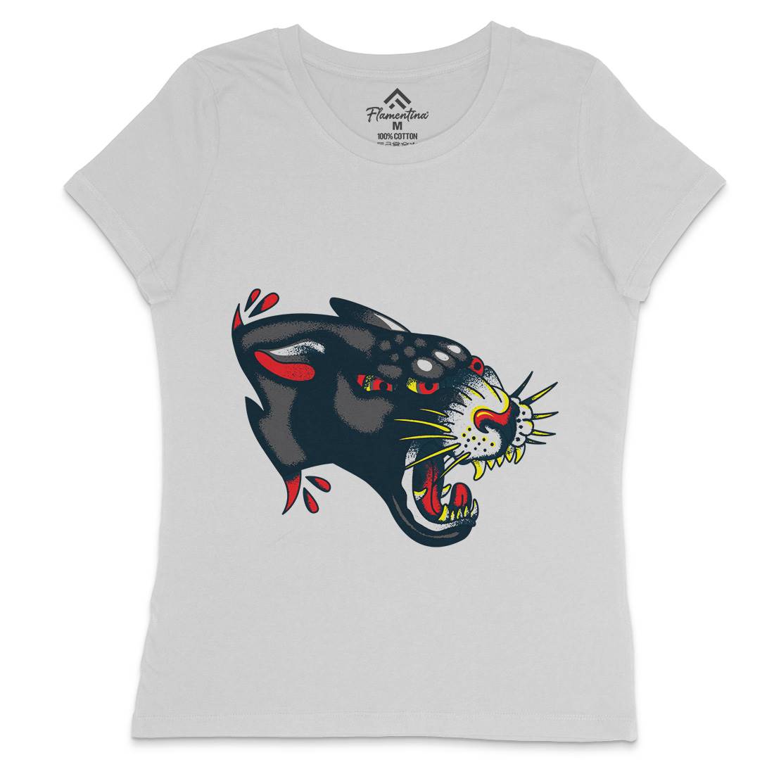 Panther Womens Crew Neck T-Shirt Tattoo A964